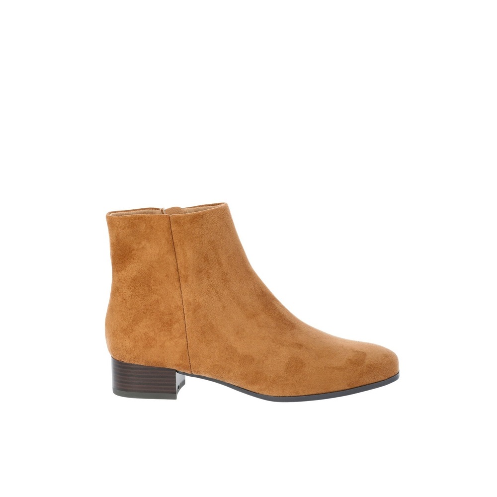 Time and Tru Women's Size 7.5‎ Faux Suede Ankle Boots Cognac Brown Small Heel